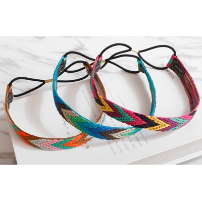 High Quality Vintage Bohemian Ethnic Embroidery Flower Headband Girls Elastic Hair Band